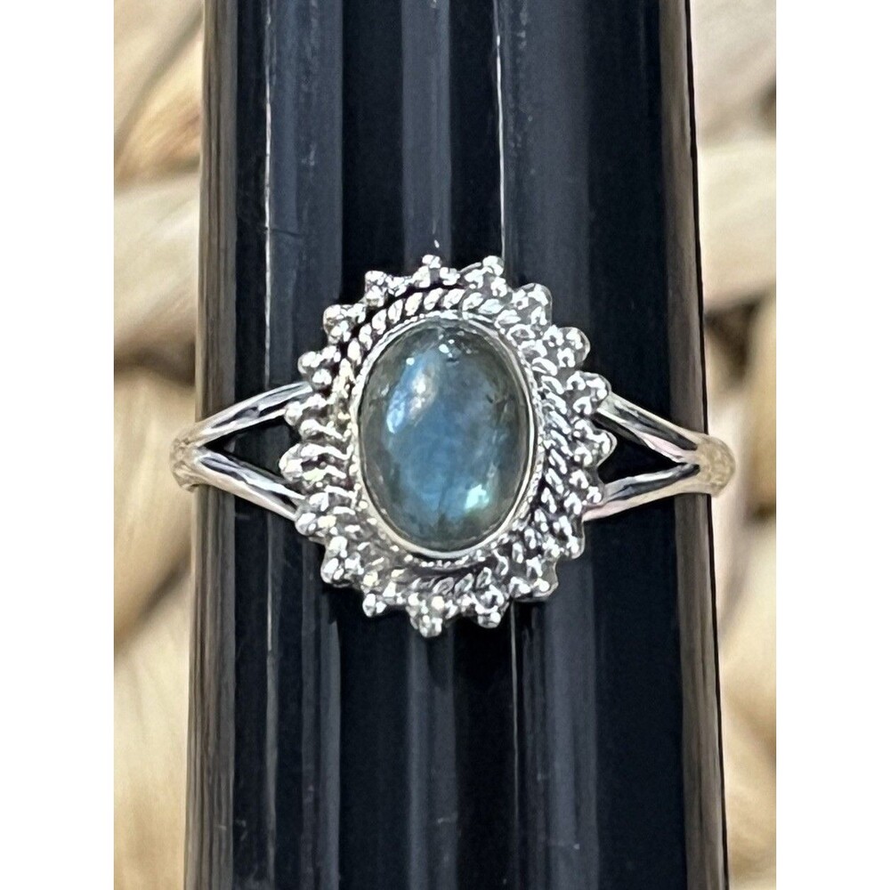 Labradorite Victorian Style 925 Sterling Silver Gemstone Ladies Ring Sz 6.25